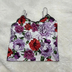 Victoria's Secret Top Womens S Multicolor‎ Floral Satin Open Lace Back Sexy